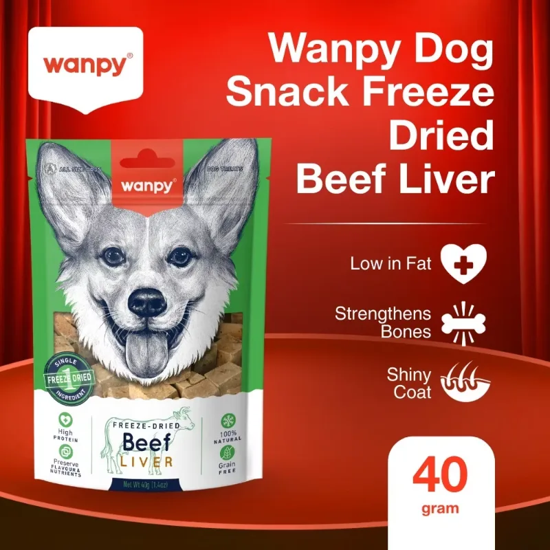 Wanpy Dog Snack Treats Camilan Anjing Freeze Dried Beef Liver 40gr